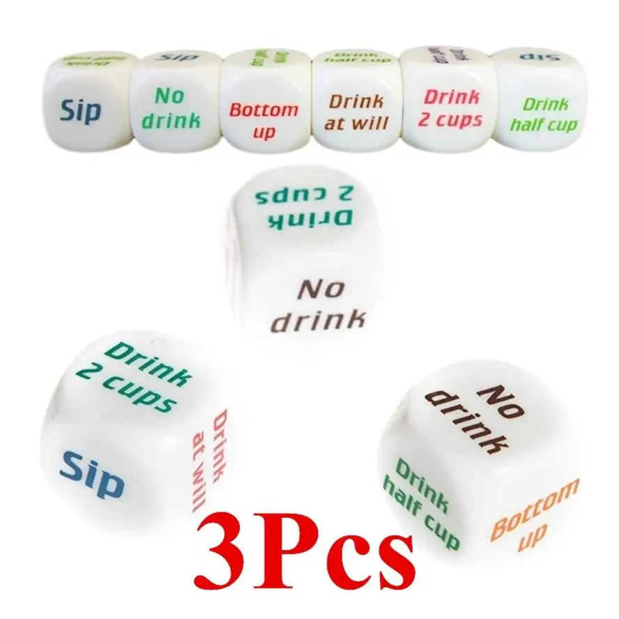 3Pcs 새로운 재미 있은 마시는 Sip 주사위 롤 결정자 다이 게임 파티 바 클럽 펍 선물 장난감