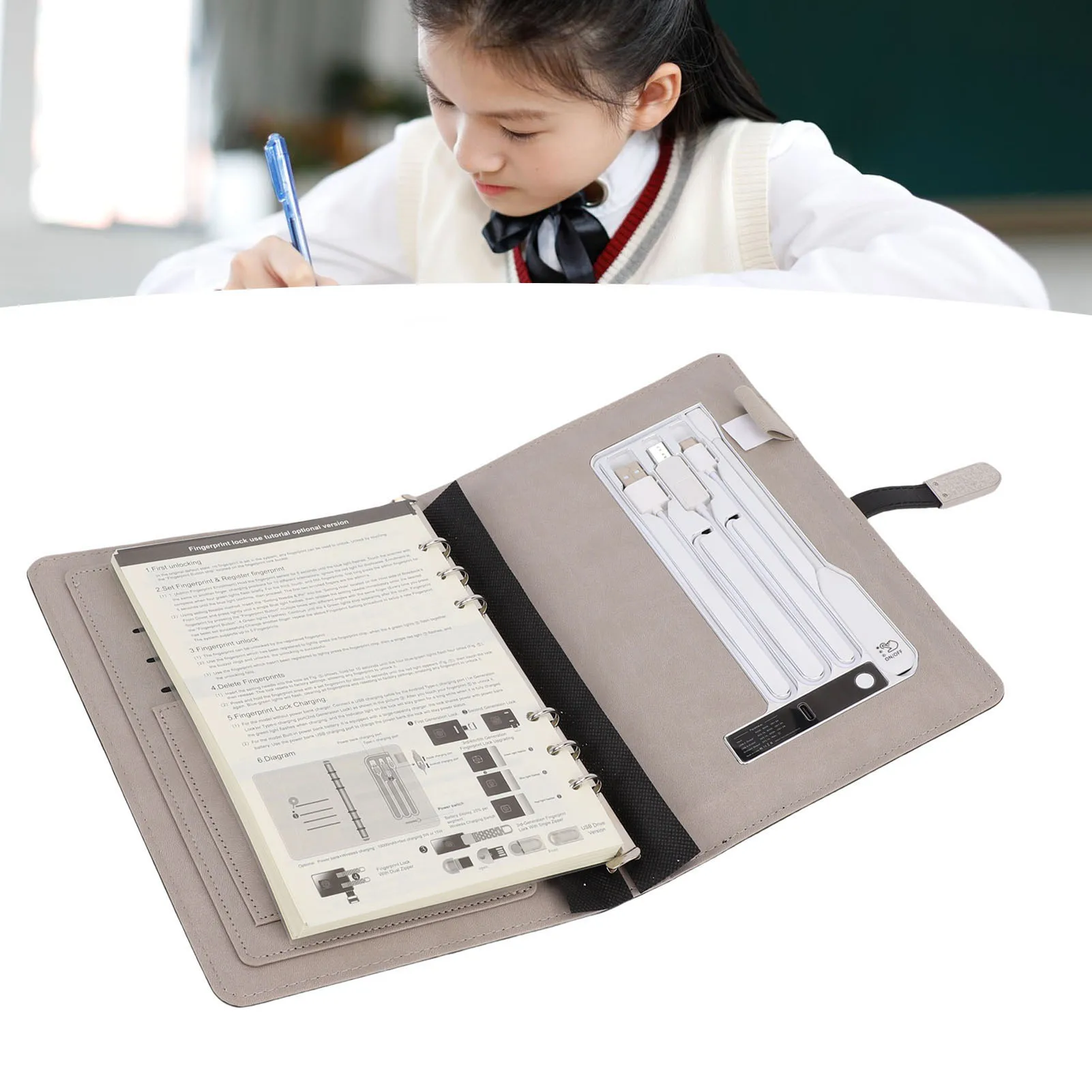 【New】Wireless Charging Notebook Personalized Travel Journal with Light Refillable School Professional Notebook with Power Bank