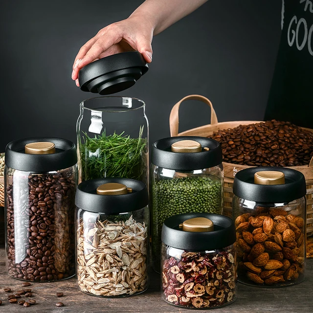 Kaffee Bohnen Vakuum Versiegelt Tank Glas Lebensmittel Lagerung