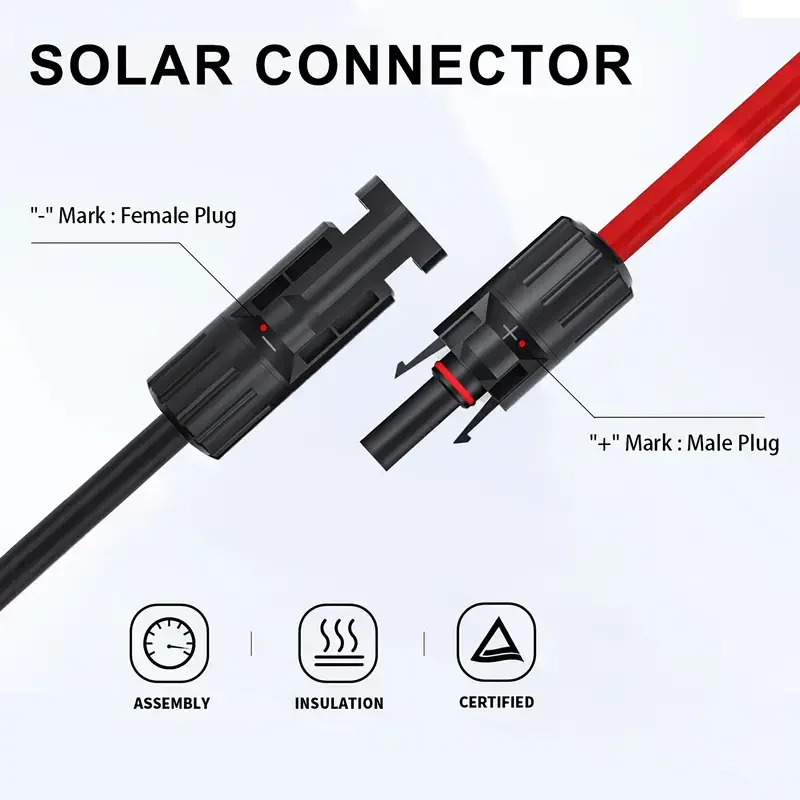236inch/6M Solar Panel Extension Cable 14AWG Solar Extension Cable Kit Female Male Connectors for RV Power Station