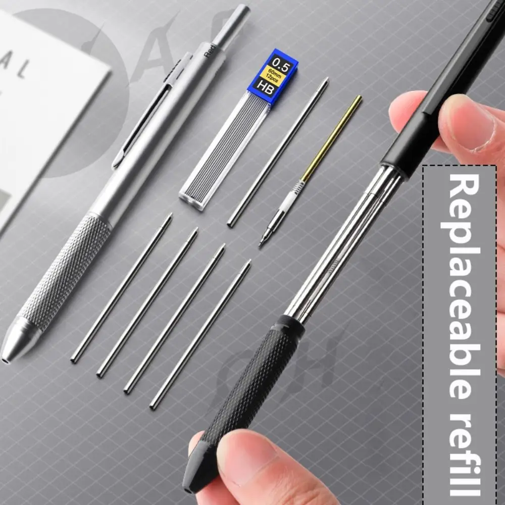 Kreative 3 Farben Tinte Schwerkraft Sensing Stift Drücken Sie Typ 4 in 1 Multifunktionsstift Metall Gelstift Schule Büro – Detail 5