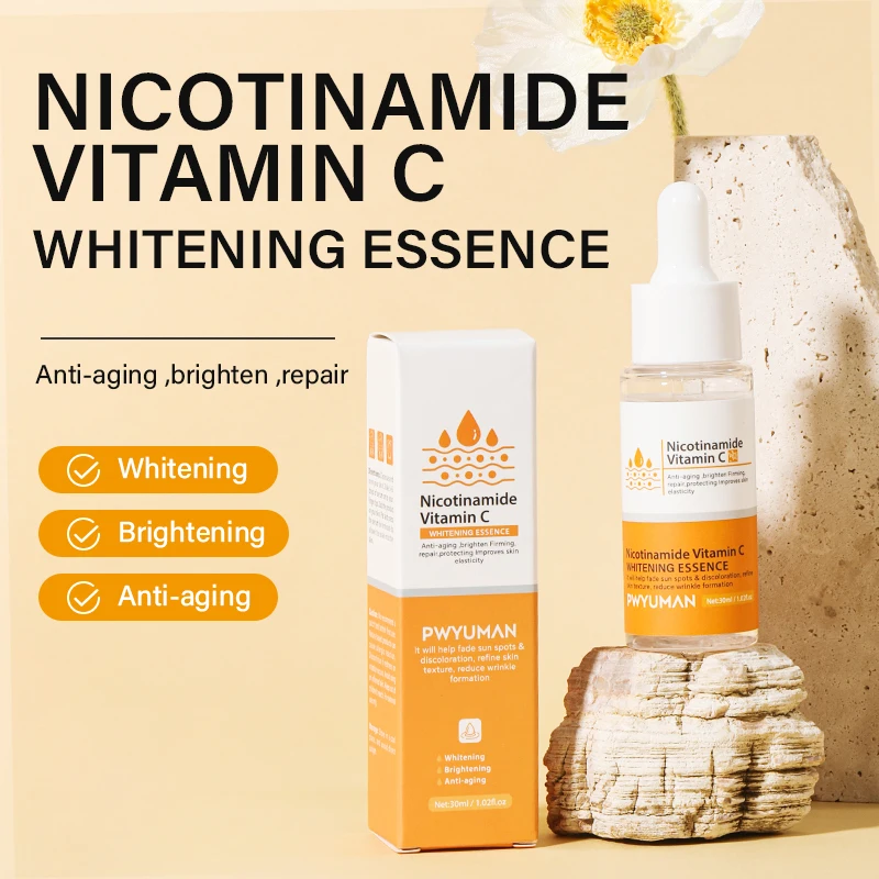Nicotinamide Whitening Freckles Serum Face Dark Spot Remover Vitamin C Lightening Melanin Blemish Moisturizer Brighten Skin Care 6