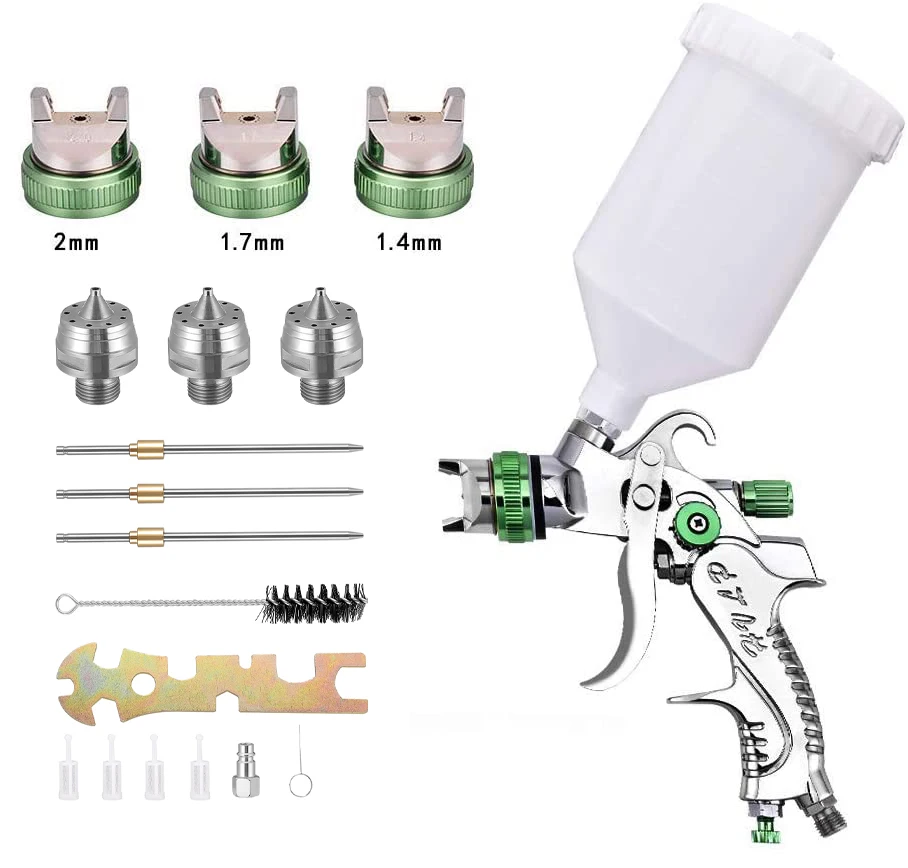 Professional Gravity Feed HVLP Spray Gun 1.4/1.7/2.0mm 3 Fluid Tips Airbrush DIY Spray Paint Kit Portable Car Paint Spray Gun portable airbrush kit 0 3mm 7cc gravity feed airbrush with compressor auto start