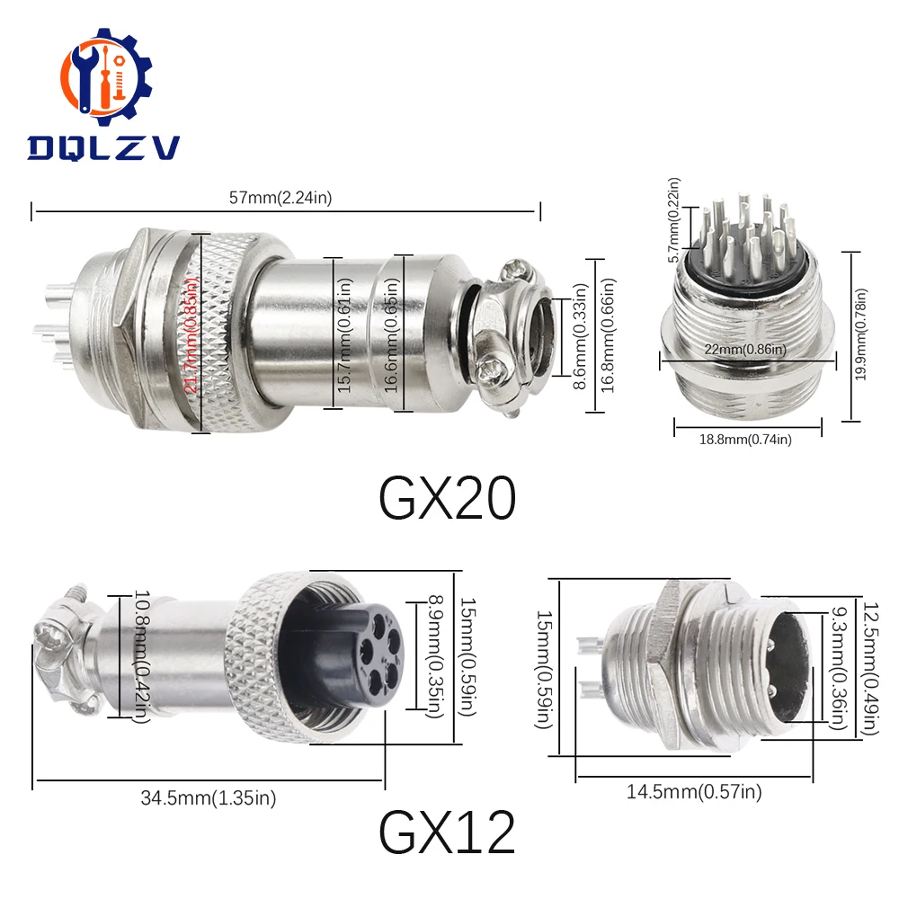5/10/20Set GX12 GX16 GX20 2-15 Pin Docking Aviation Plug Socket Waterproof Circular Connector