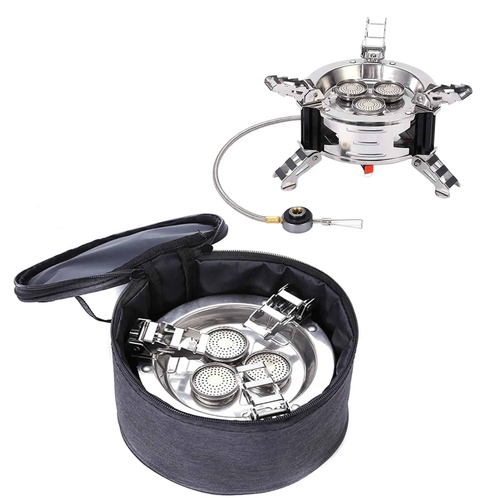 

Folding Camping Gas Stove with Piezo Ignition Wind Resistance Stable Support Outdoor Gas Burner for Hiking Traveling Picnic