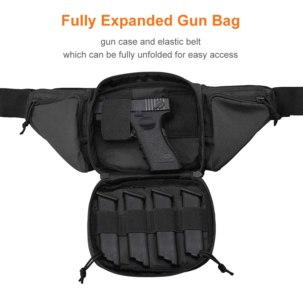  FINPAC Concealed Carry Gun Pouch, Soft Pistol Case Fanny Pack  Waist Belt Firearm Bag with Holster for Handgun, Air Gun, Men, Women  (Black) : Sports & Outdoors