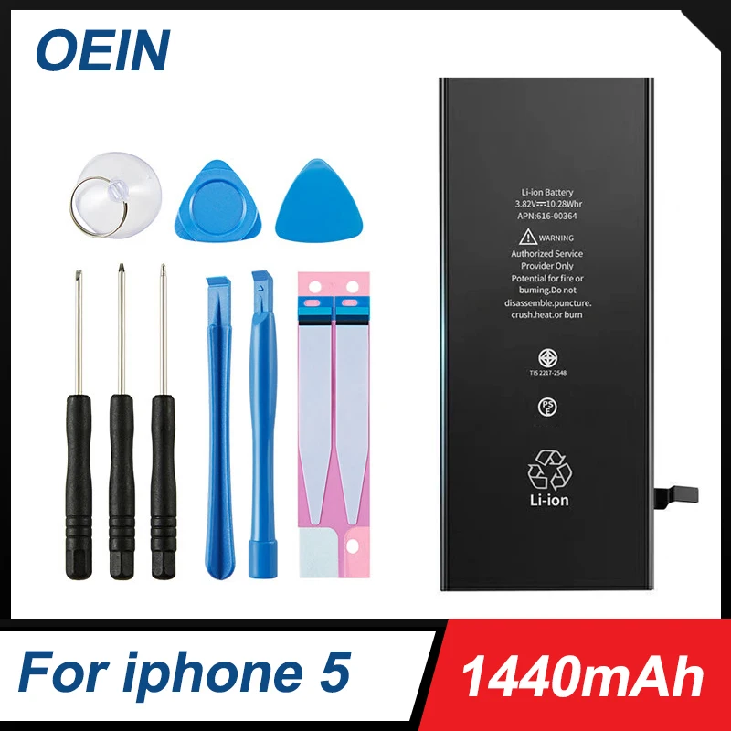 Batteria Del Telefono Oein Per Iphone 5 5G Iphone5 Sostituzione Batteria 0 Ciclo Originale Ad Alta Capacità Bateria Con Kit Di Strumenti Di Riparazion
