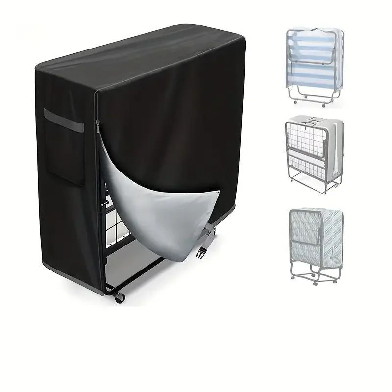 Waterproof Folding Bed Storage Cover With Zipper Dustproof Rollaway Protector For Home Office Indoor/Outdoor Compatible