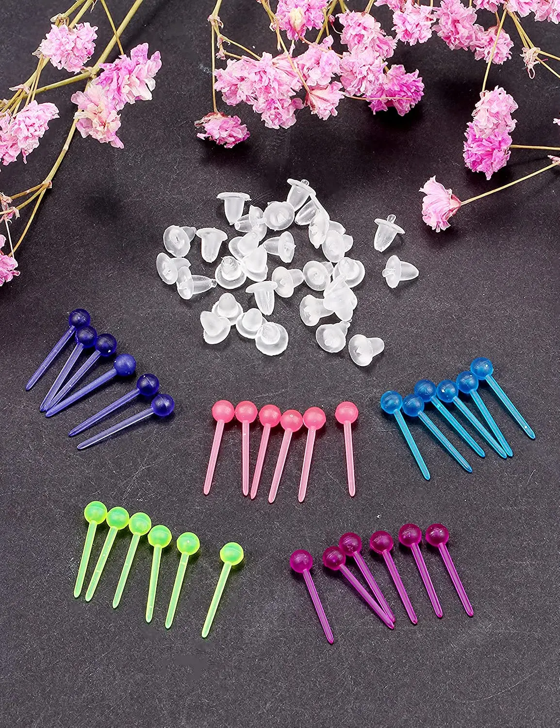 30Pair Clear Plastic Earrings For Sensitive Ears Plastic Post