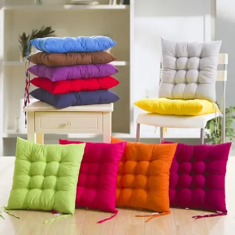 

Soft Thicken Pad Chair Cushion Solid Color Tied Rope Chair Cushion Dining Room Kitchen Office Home Decor Chair Cushion Decor