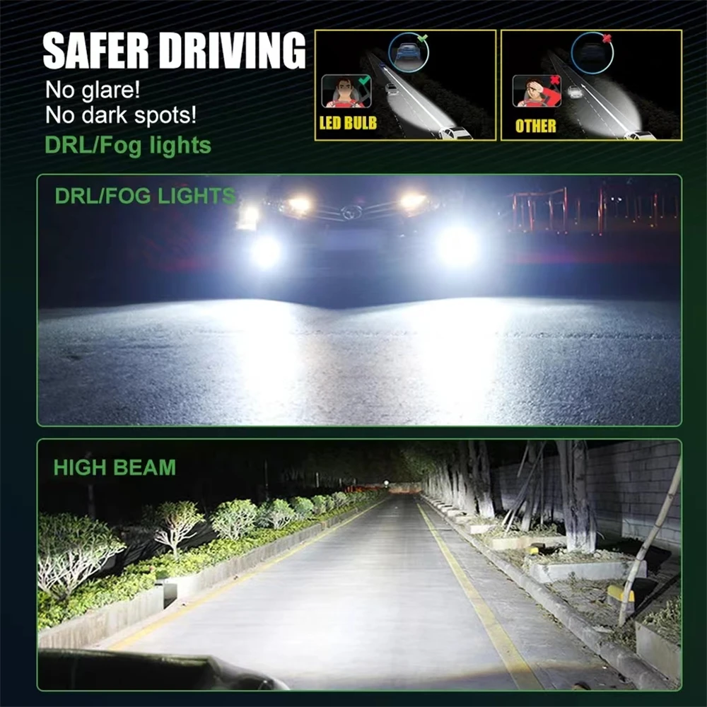 YHKOMS H15 LED Bulbs Car Headlight High Beam Day Driving Running Light 12V 6500K White Auto Lamp Canbus