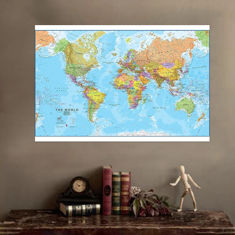 The World Political Map 100*70cm Non-woven Canvas Painting Wall Art Poster Unframed Print Living Room Home Decor School Supplies world map poster
