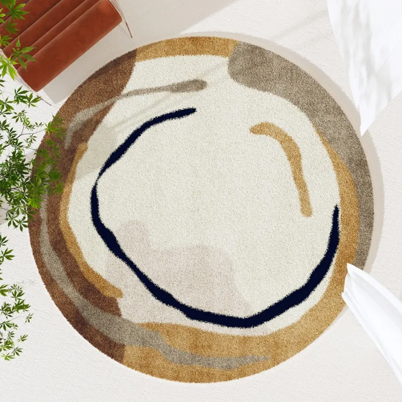 Modern Round Living Room Carpet Minimalist Abstract Striped Bedroom Carpets Creative Art Home Decoration Rug Plush Soft Rugs 양탄자 5
