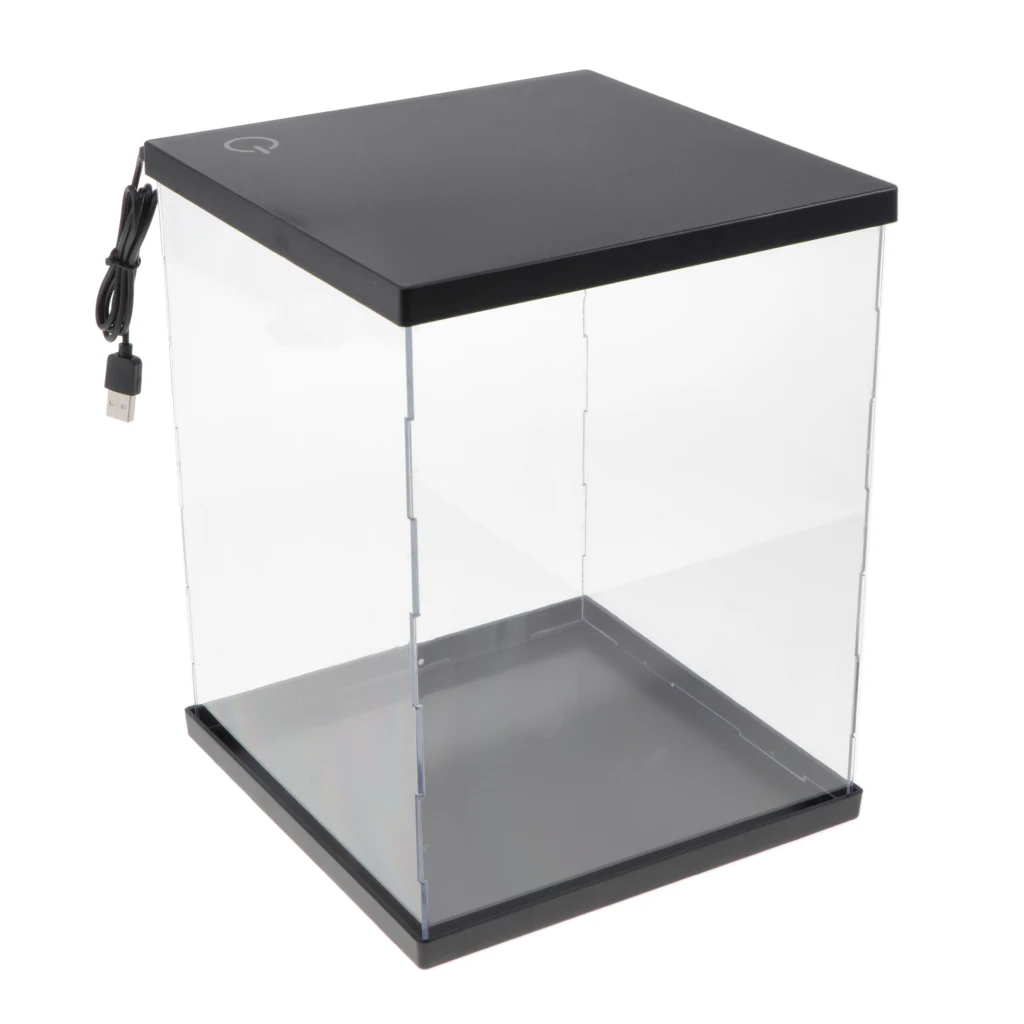 Clear Acrylic Display Case with LED Assemble Countertop Box Organizer