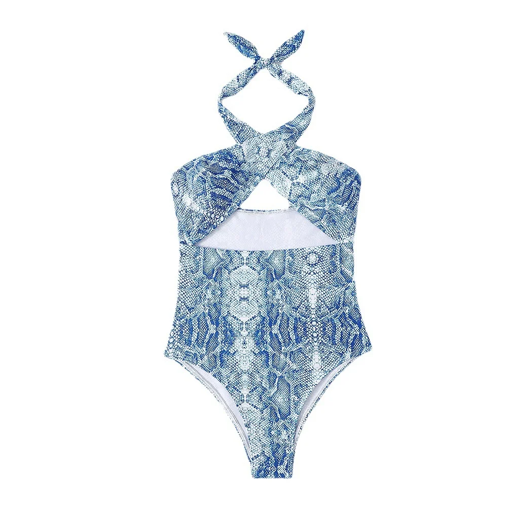

Bandage Swimsuit 2022 Sexy Snake Skin Swimsuit Womens One Piece Bathing Suit Luxury Swimwear YS253