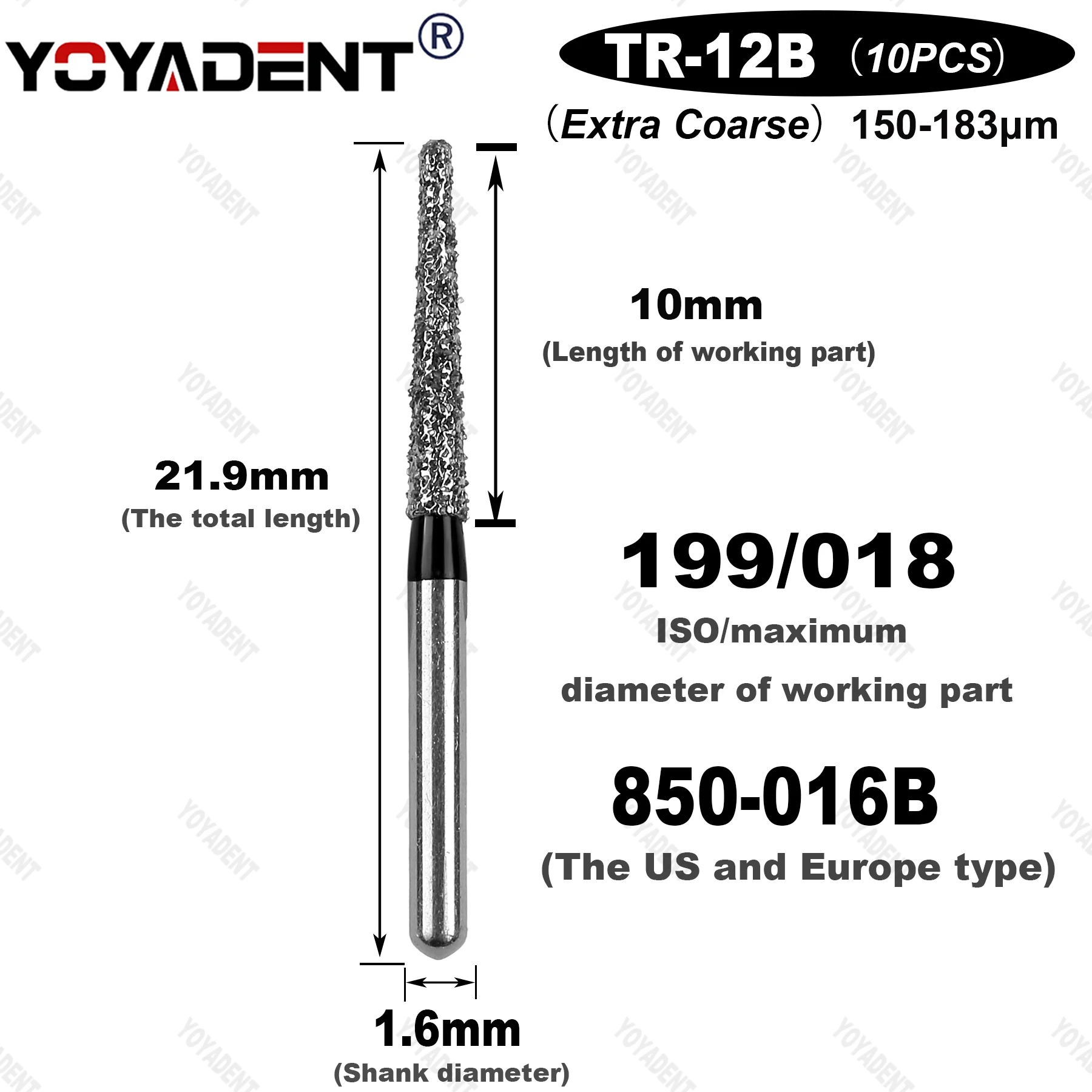 TR Type Extra Coarse Dental Diamond Burs Dentistry Drill For High Speed Handpiecess Dentistry Lab Polishing 10pcs/Pack 6