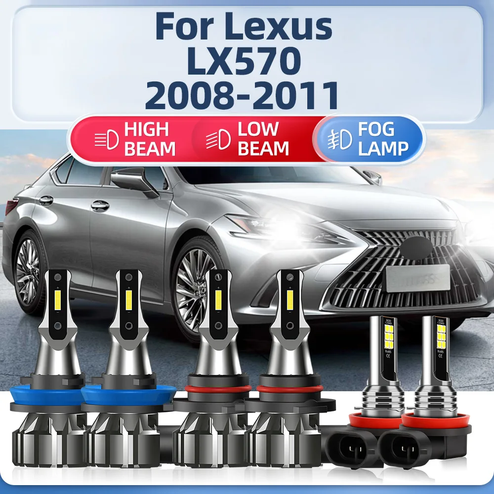 

60000LM Canbus LED Car Headlight Bulbs 6000K White CSP Chips Auto Lamps 12V Fog Lights For Lexus LX570 2008 2009 2010 2011