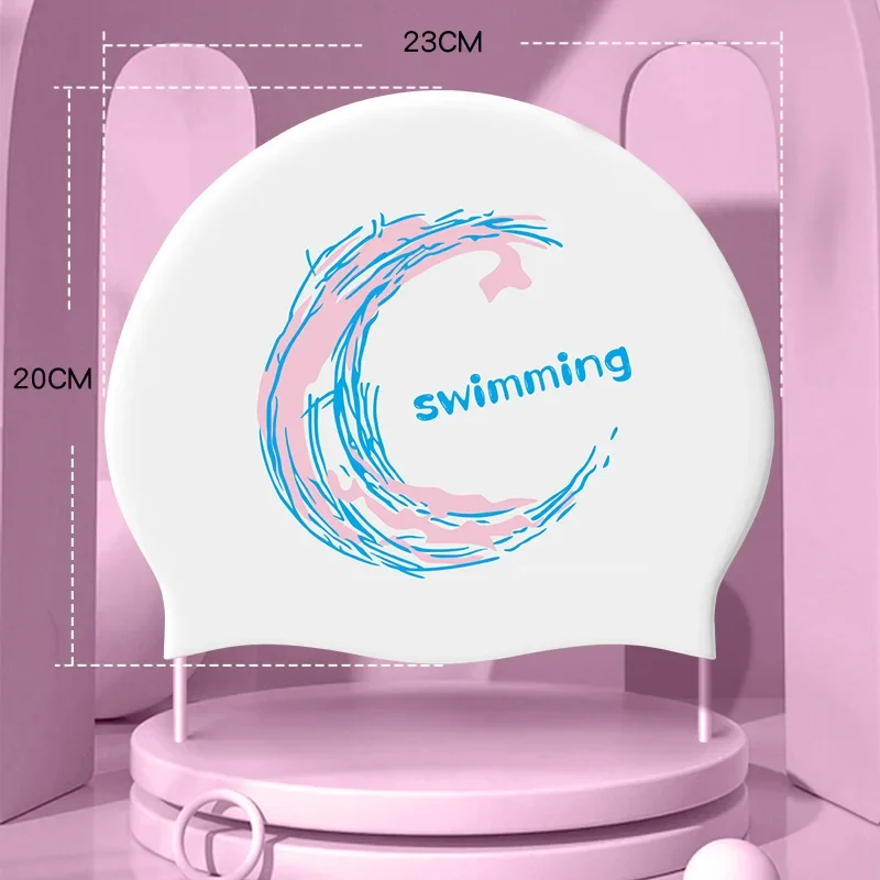 Printed Swimming Caps Long Hair Ear Protection Unisex Men Women Swim Caps Stretch Elastic Silicone Swimming Cap Pool Accessories 6