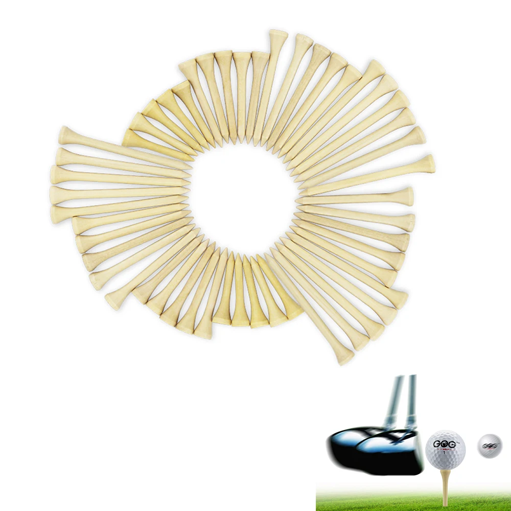 50pcs/lot Golf Tees Wooden Tee Bamboo Tee Durable Golf Balls Holder 4 Sizes Available for Golfer Gift Golf Accessories Wholesale