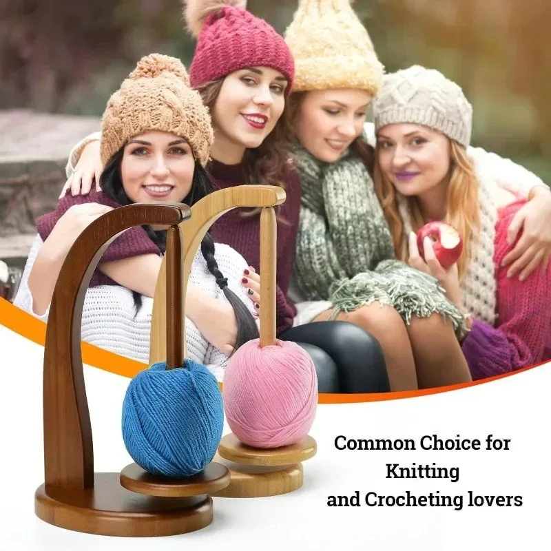 Description Picture 4 of itemWooden Yarn Holder Spinning Knitting Tools Crochet Yarn Holder Rotating Magnetic Thread Spool Wool Ball Winder Rotation Spinner