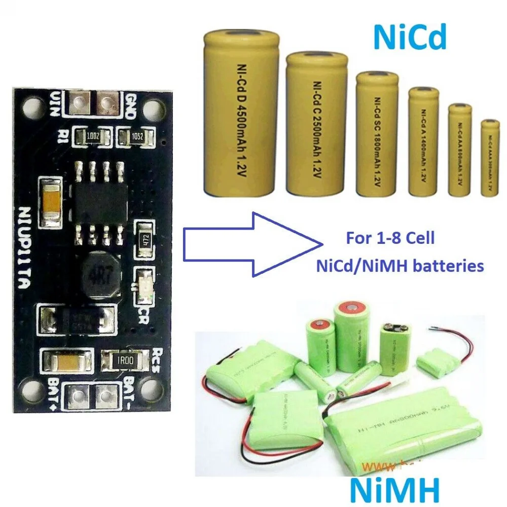 Protección de batería recargable, entrada de 4 celdas, DC 4,5 V-5,5 V a 5,7 V-6,8 V, NiMH, NiCd