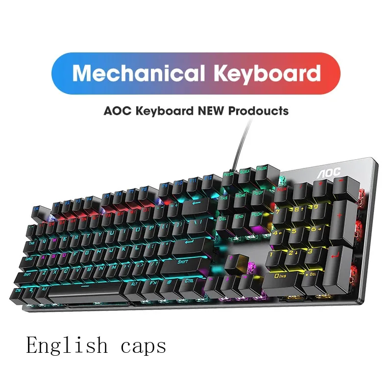 Gk410 104 teclas painel de metal teclado mecânico rgb luz verde preto chá eixo esports teclado de computador de jogo completo sem impacto