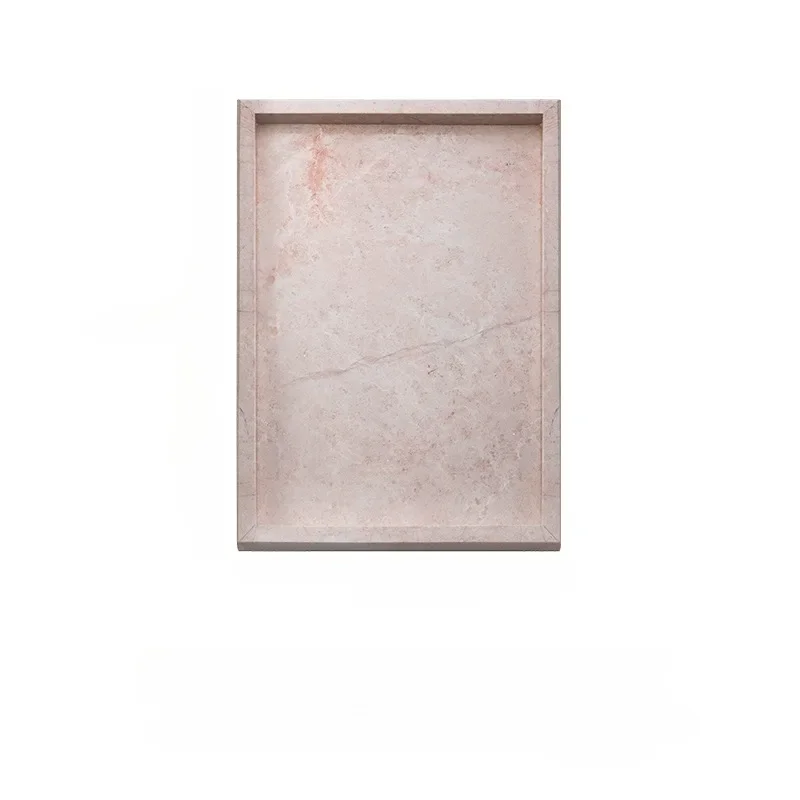 Light Luxury Natural Marble Pink Square Tray Creative Home Hotel Desktop Jewelry Storage Bathroom Decoration Ornaments 5