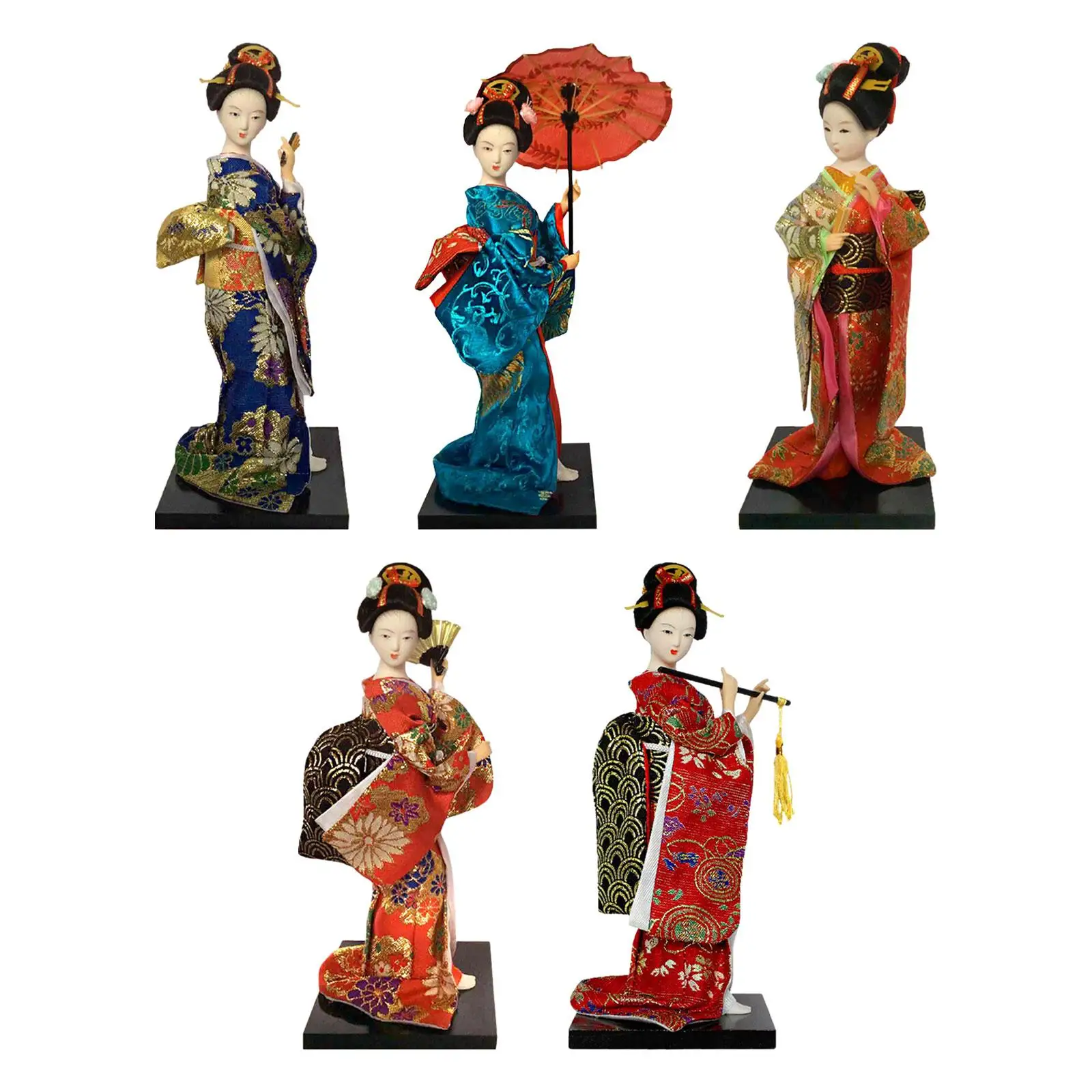 Bambola Kimono Geisha Giapponese 9 Pollici Miniature Lady Statuette Statua Asiatica