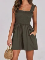 Summer new fashion braided strap overalls women 2025 independent station casual versatile wide-leg shorts women