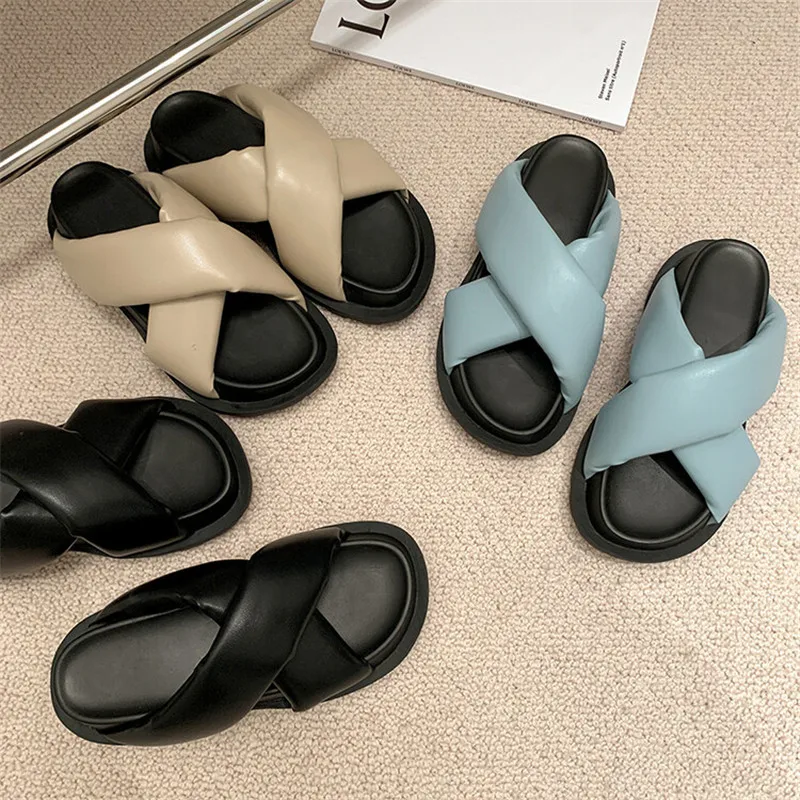 

Spring Summer Slippers Luxury Design Women Shoes Cozy Med Heels Elegant Lady Pantoufles Concise Chaussures Femme Fashion Sapatos