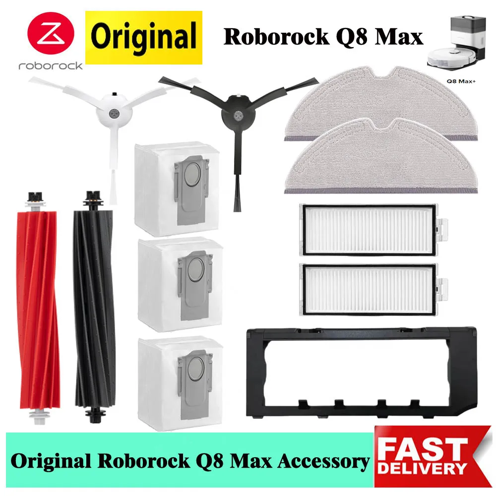 Max Plus Acessórios Escova Principal Mop Pano Filtro Hepa Escovas Laterais Bolsa de pó Duoroller Peças Original Roborock-q8