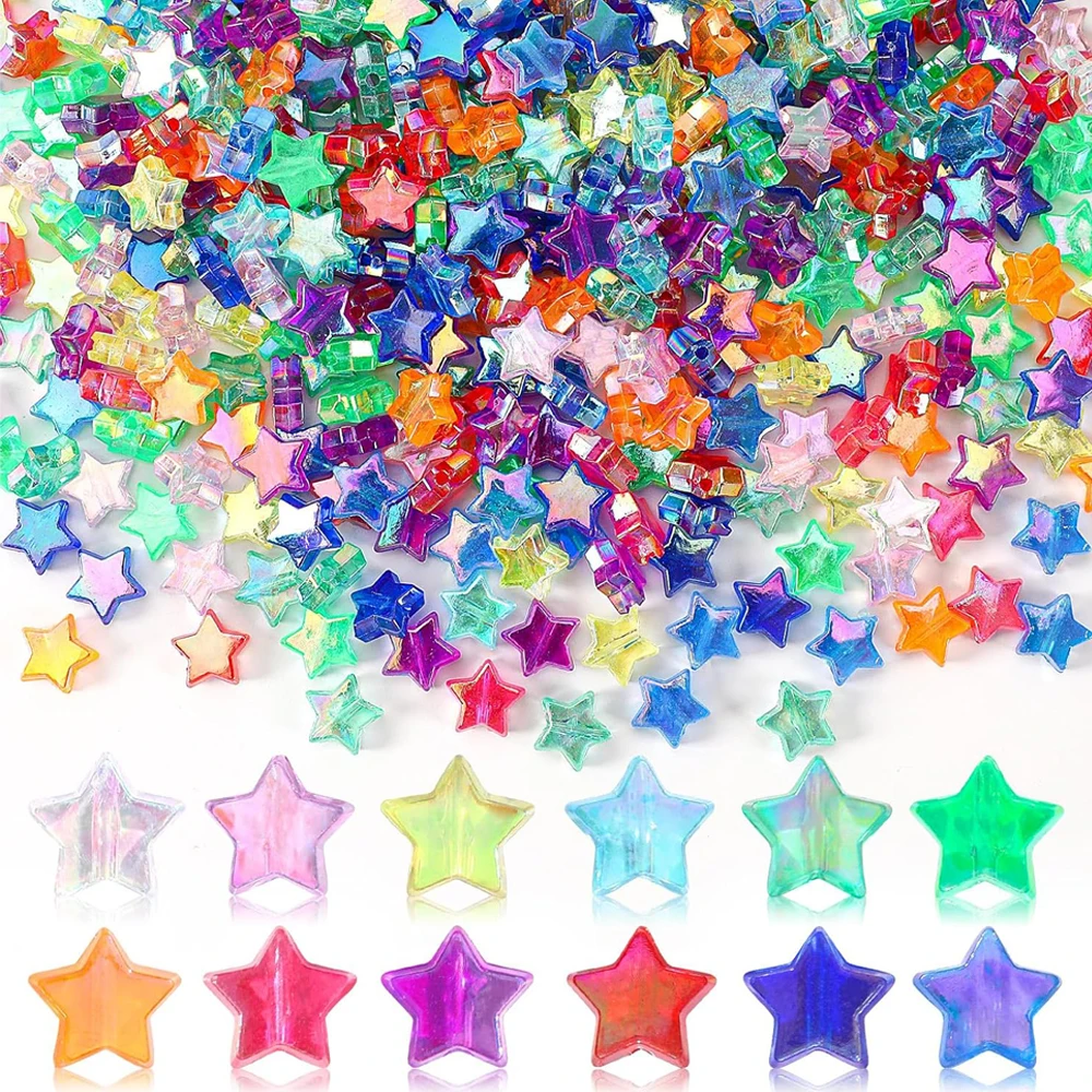 200 Acrylic Star DIY Beads Mixed Beads for Jewelry Making Crafts Acrylic Beads Necklace Friendship Bracelets Craft DIY Supplies