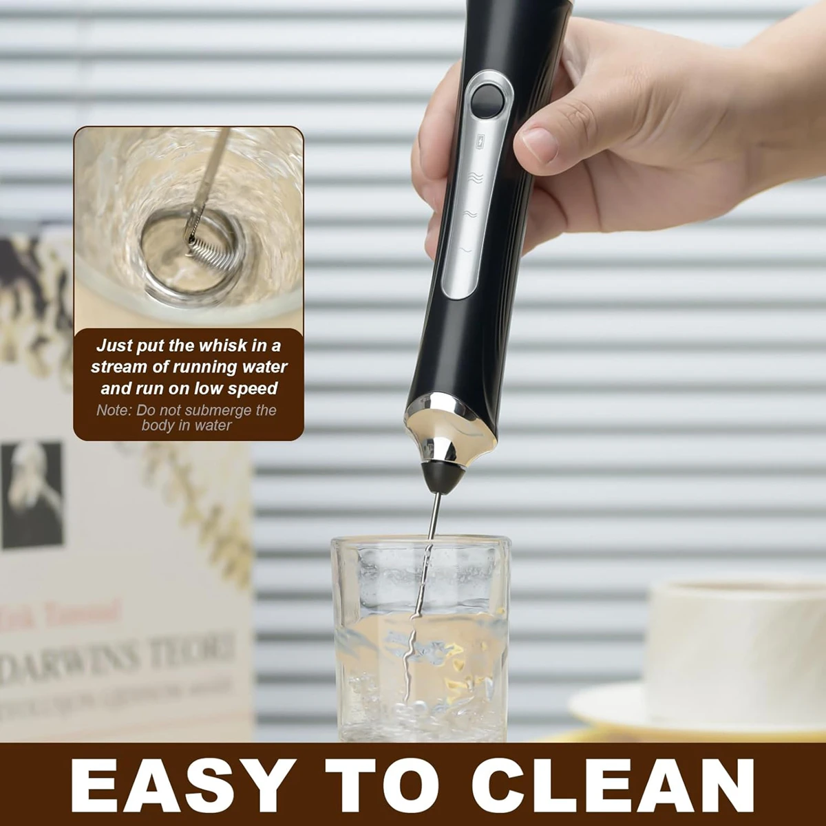 Handheld Milk Coffee Frother Rechargeable Electric Whisk Drink Mixer For Latte Cappuccino Hot Chocolate Egg Kitchen Whisk Gadget 6