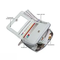 Portefeuille à nœud de Style coréen Simple, pochette courte Ultra fine pour cartes, fermeture éclair multifonction, porte-cartes en cuir PU, porte-monnaie de voyage 4