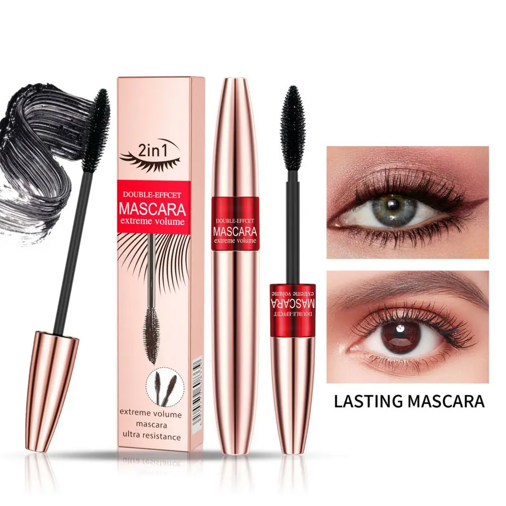 

4D Double-Ended Curling 2 In 1 Mascara Lengthening Lashes Quick Dry Long Lasting No Clumping Styling Maquiagem Waterproof