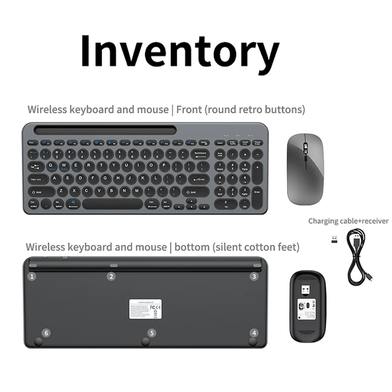 카드 슬롯이 있는 무선 키보드 마우스 태블릿 2.4G iPad용 무선 블루투스 키보드 Windows Mac Mac PC 노트북 충전식
