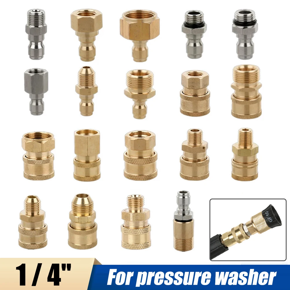 

Pressure Washer Adapter Brass Connector Kit 1/4 Quick Disconnect M14 M22 Male Female Coupler for Car Washing Garden Hose Tool