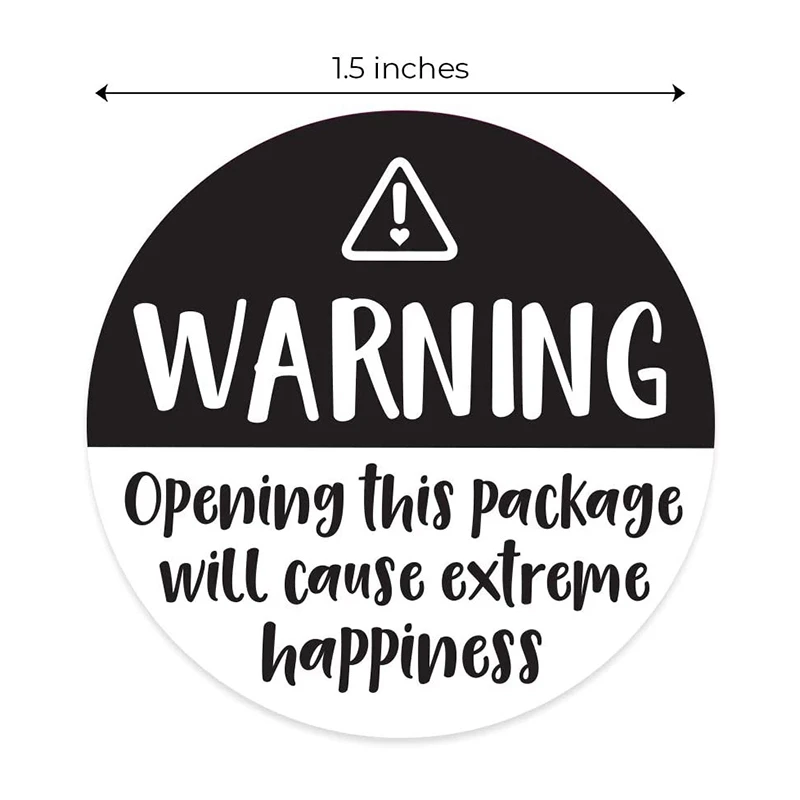 BlackAndWhiteAdorableWarningExtremeHappinessLabelsForBusiness