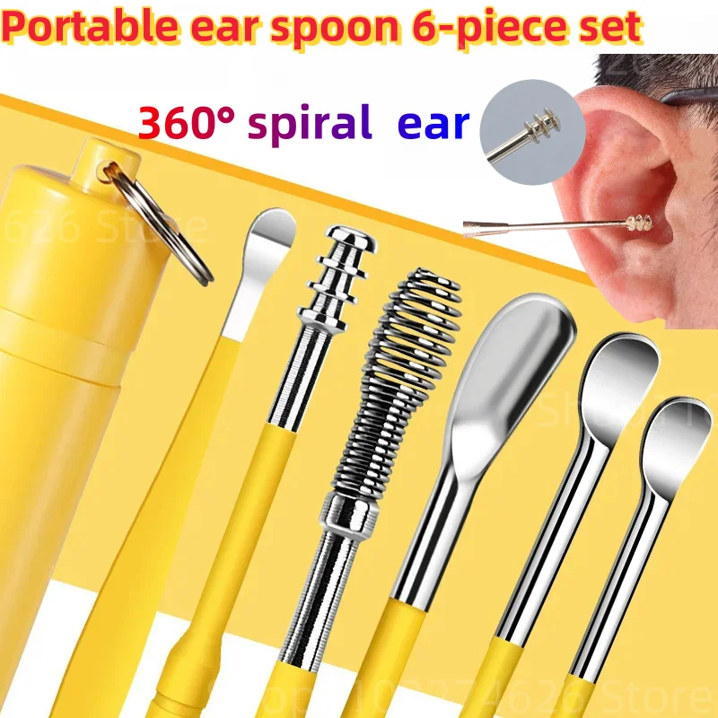 

Ear Cleaner Set Earpick Ear Wax Remover Ear Spoon Curette Ear Cleaning Spiral Earpick Easy Earwax Removal Ear Cleaner Kit Gadget