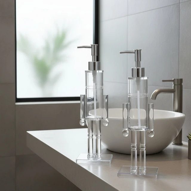 ที่กดสบู่อะคริลิคแบบเติมได้ รูปทรงนัทแครกเกอร์ สำหรับใส่เจล แชมพู ของเหลว ใช้ได้ในครัว โรงแรม บ้าน วางบนเคาน์เตอร์ 1