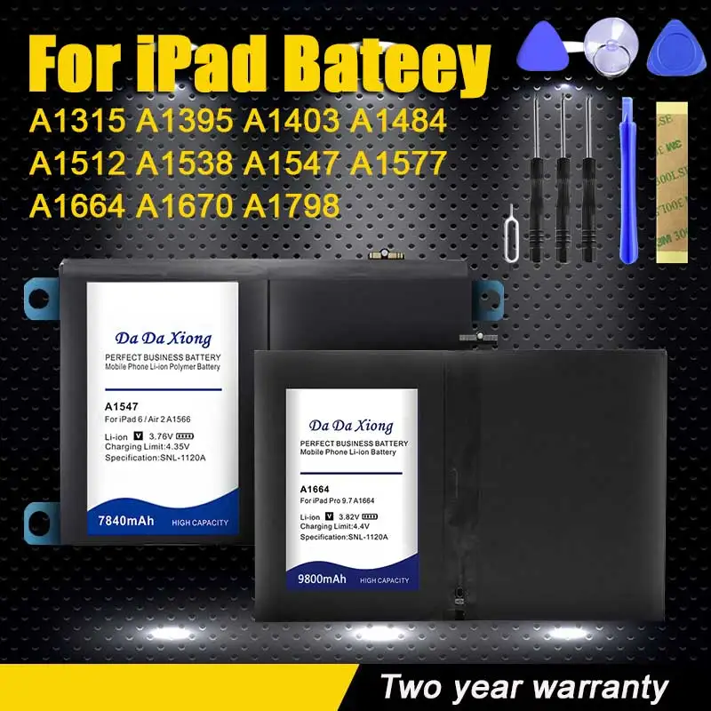 

Аккумулятор для Apple iPad mini 1 1st 2 3 4 5 6 Air 9,7 10,5 12,9 дюймов Generationl A1793 616-0448 616-0478 969TA028H