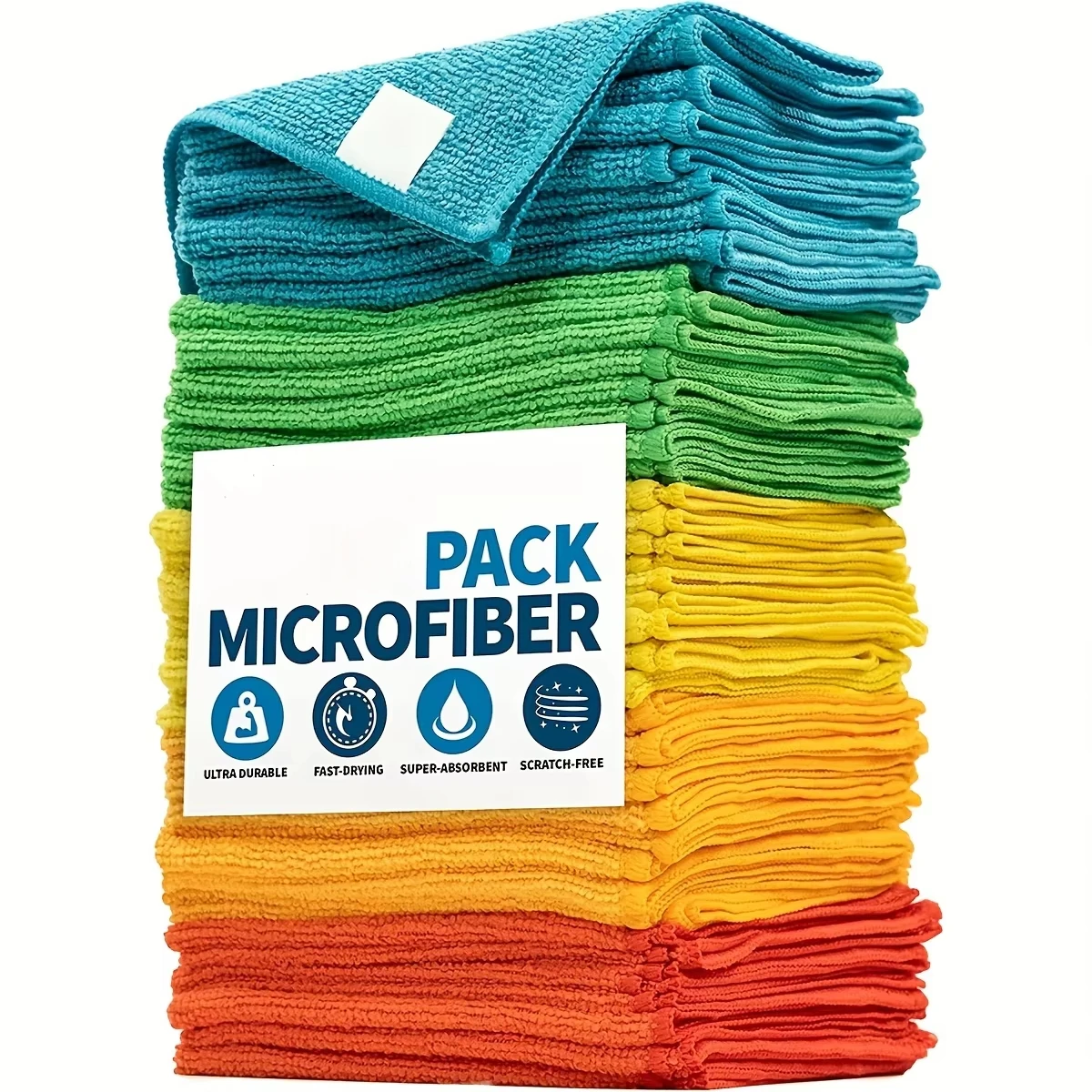 Premium Microfiber Absorbent Cleaning Cloths - Durable Dishwashing & Multi-Purpose Household Rags