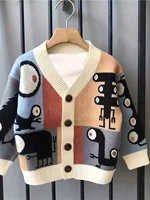 Vêtements pour enfants vestes pour garçons automne et hiver nouveaux chandails tricotés hauts de bande dessinée Cardigans vestes pour enfants de Style coréen 1