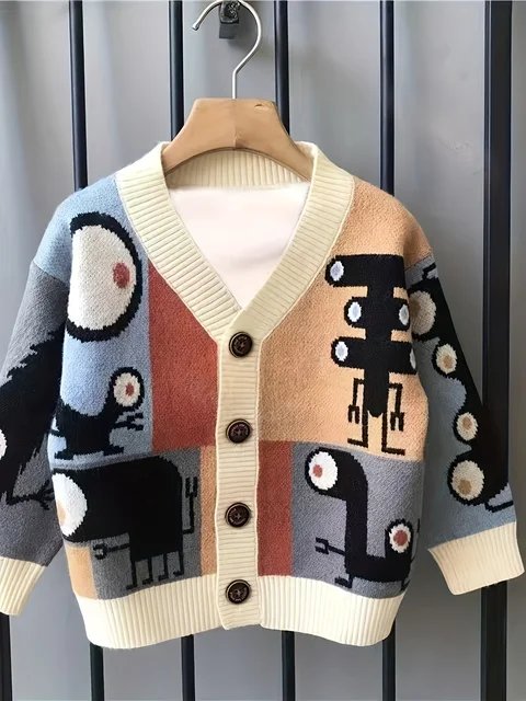 Vêtements pour enfants vestes pour garçons automne et hiver nouveaux chandails tricotés hauts de bande dessinée Cardigans vestes pour enfants de Style coréen 1