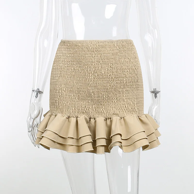 Conjunto de 2 piezas de camiseta sin mangas ajustada con espalda descubierta y falda acampanada con volantes fruncidos para mujer, moda de verano sexy 2025