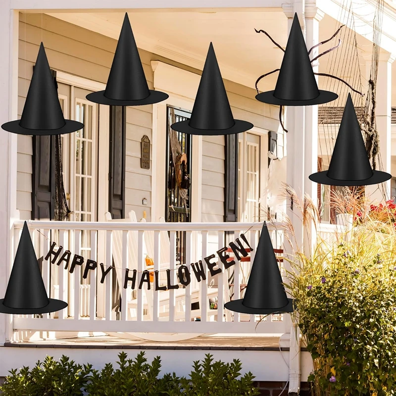 1-10pcs Halloween Witch Hat Kids Adults Halloween Party Cosplay Costume Props Decoration Black Wizard Cap Yard Hanging Witch Hat