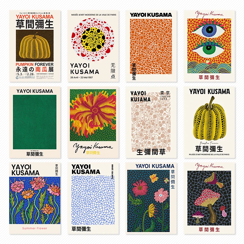 Yayoi Kusama Fiori Di Zucca Poster E Stampe Arte Murale Tela Pittura Disegno E Immagini Estetica Vintage Home Room Decor