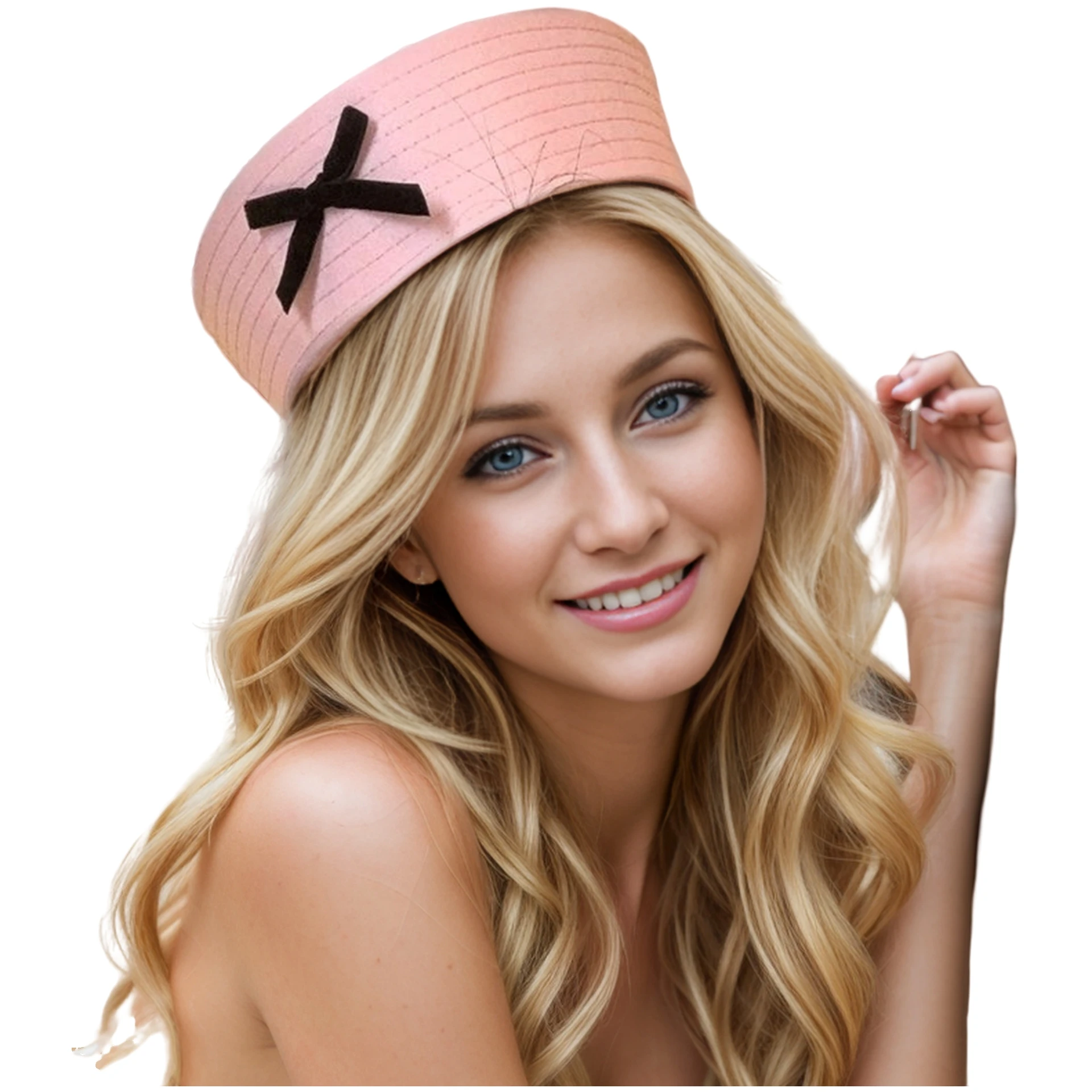Women Hats Kawai Bow Nurse Hat Sexy Doctor Halloween Costume Flip Brim Cap Beret