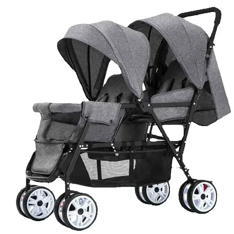 EU STOCK Twin strollers Double kids two seats strollers foldable carriage wholesale baby stroller Front and rear seats 1