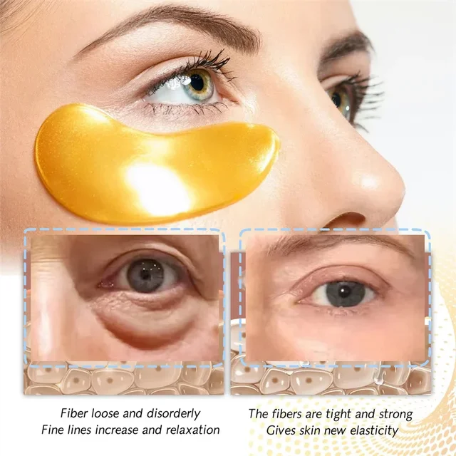 24k Gold Eye Mask Hyaluronic Acid Eye Patch Removal Dark Circles Eye Bags Fishtail Lines Collagen Eye Patch Korean Facial Care 2